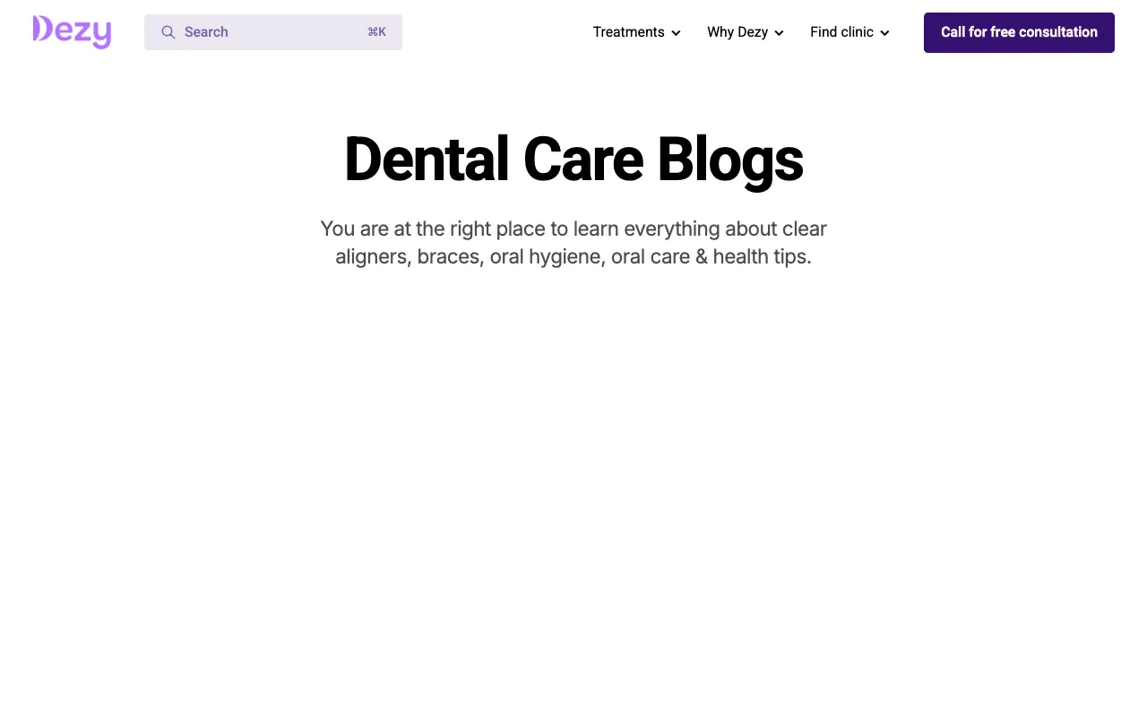 Dezy blog homepage — Healthcare / Dental blog example built on Superblog