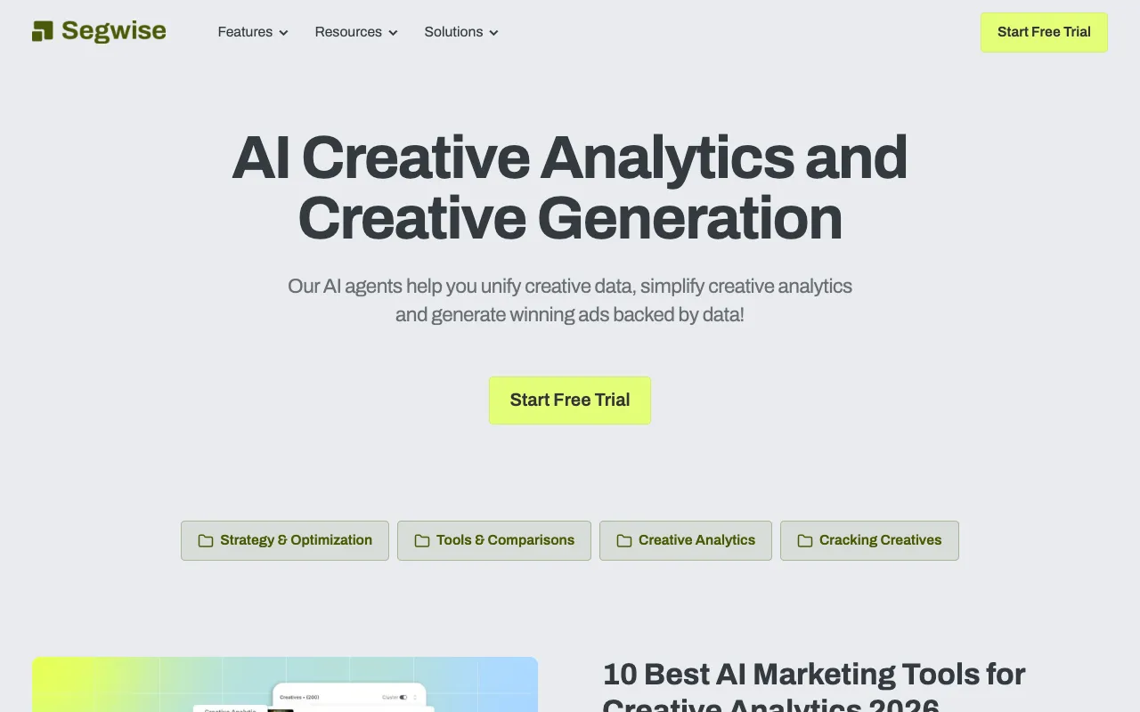 Segwise blog homepage — AI / MarTech blog example built on Superblog