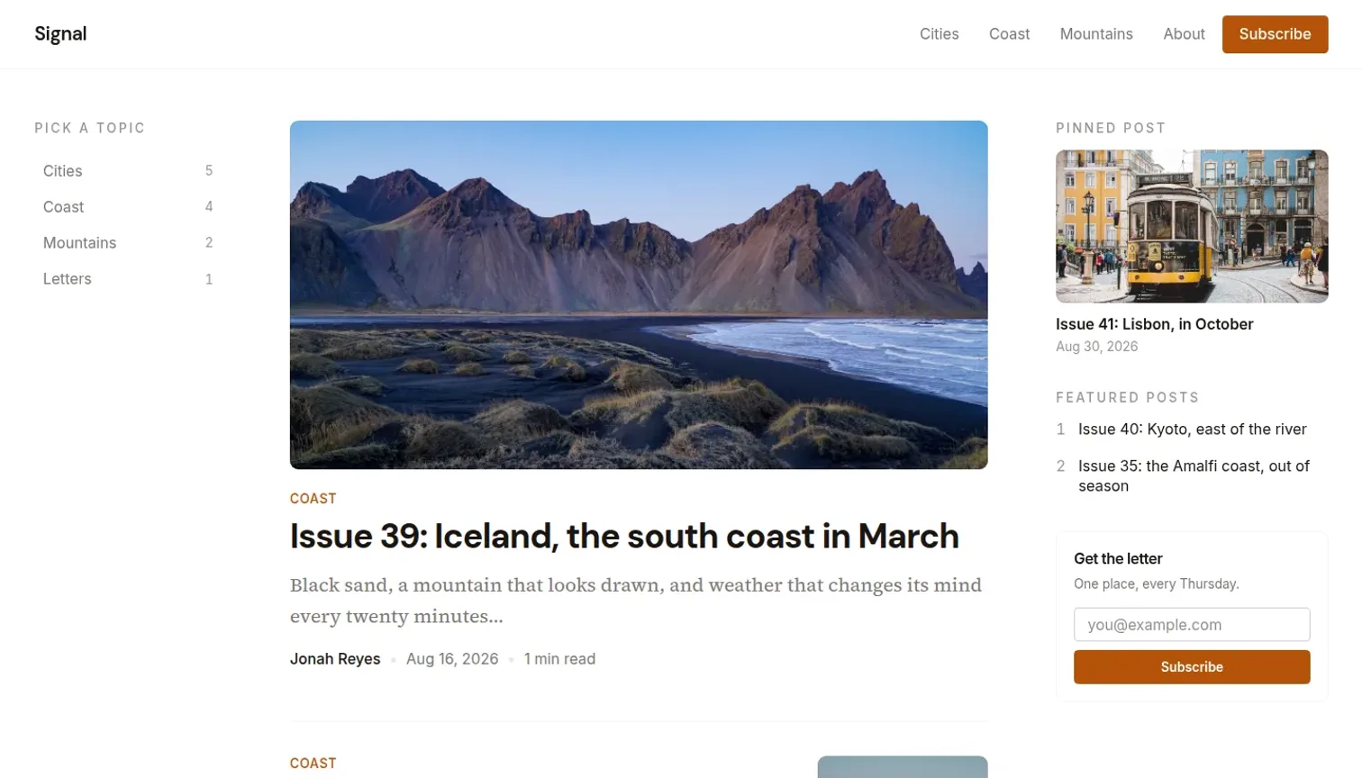 Superblog: Signal template, front page