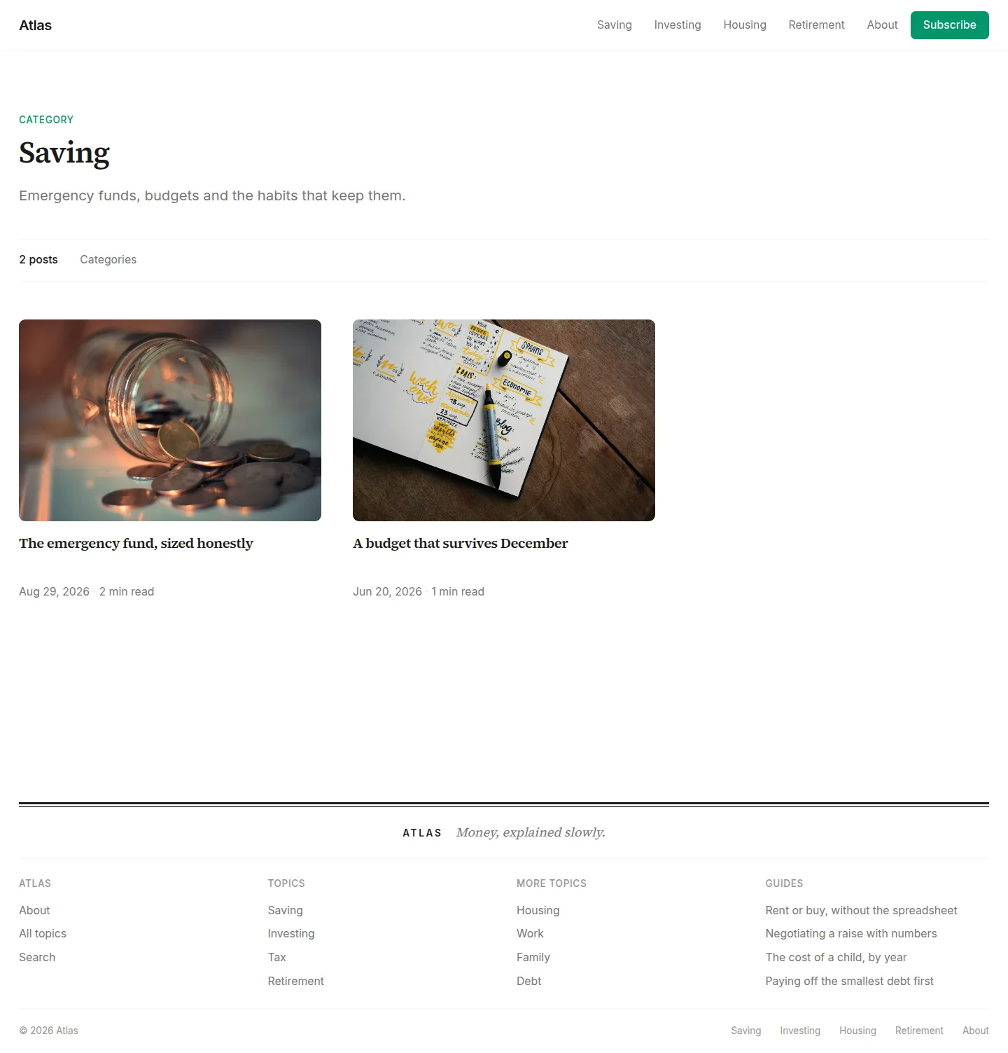 atlas category page in light mode