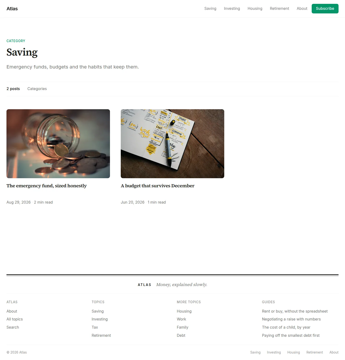atlas category page in light mode