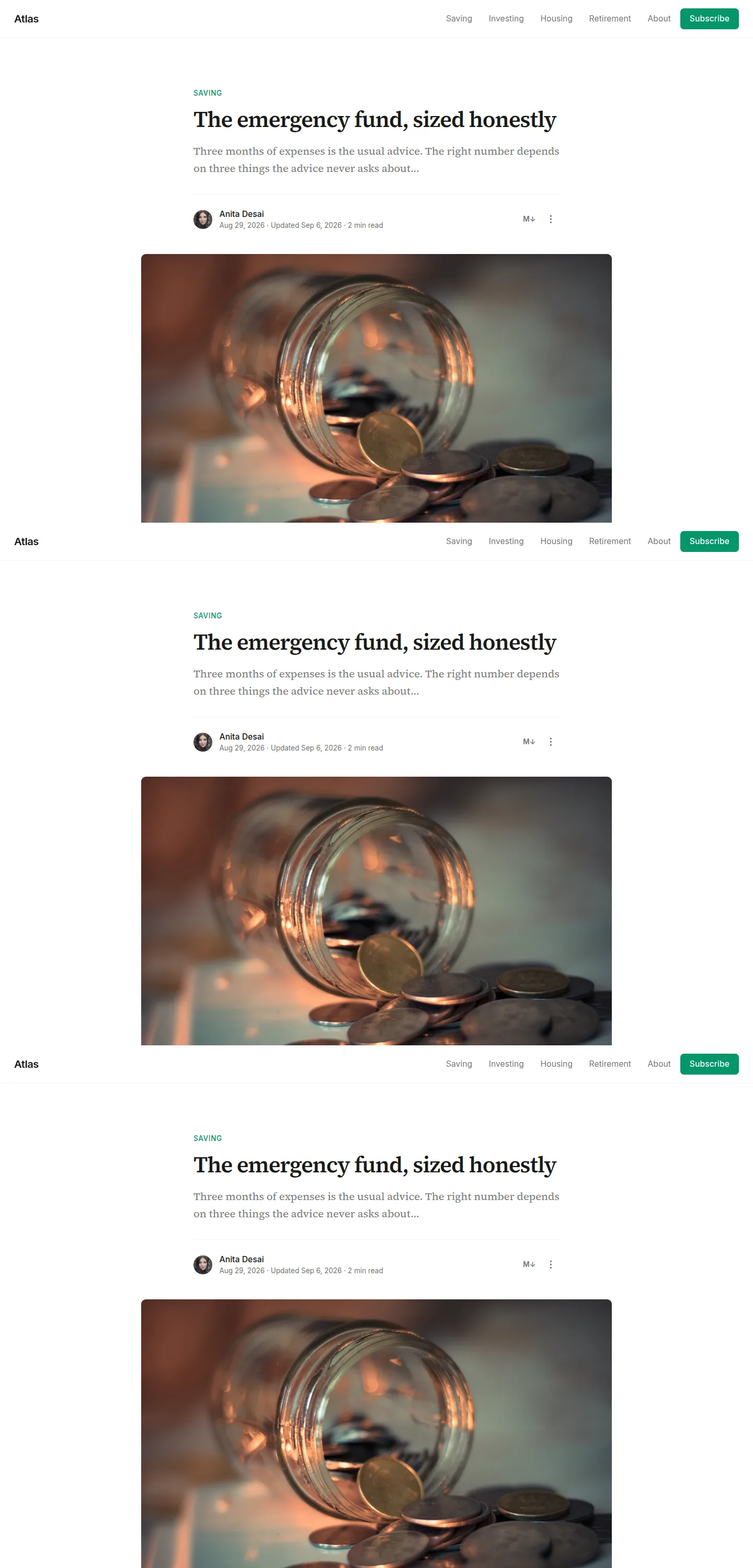 atlas post page in light mode