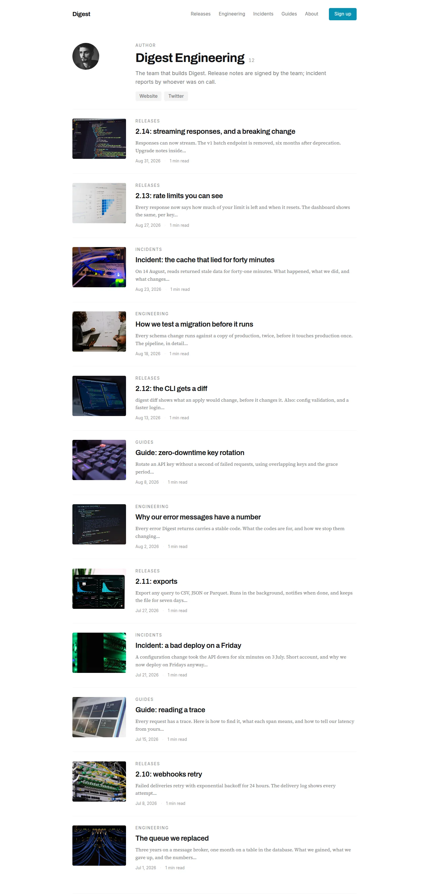 digest author page in light mode