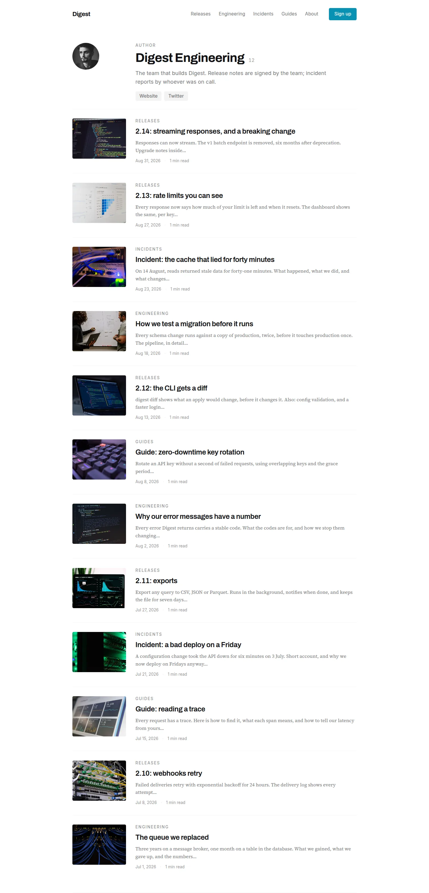 digest author page in light mode