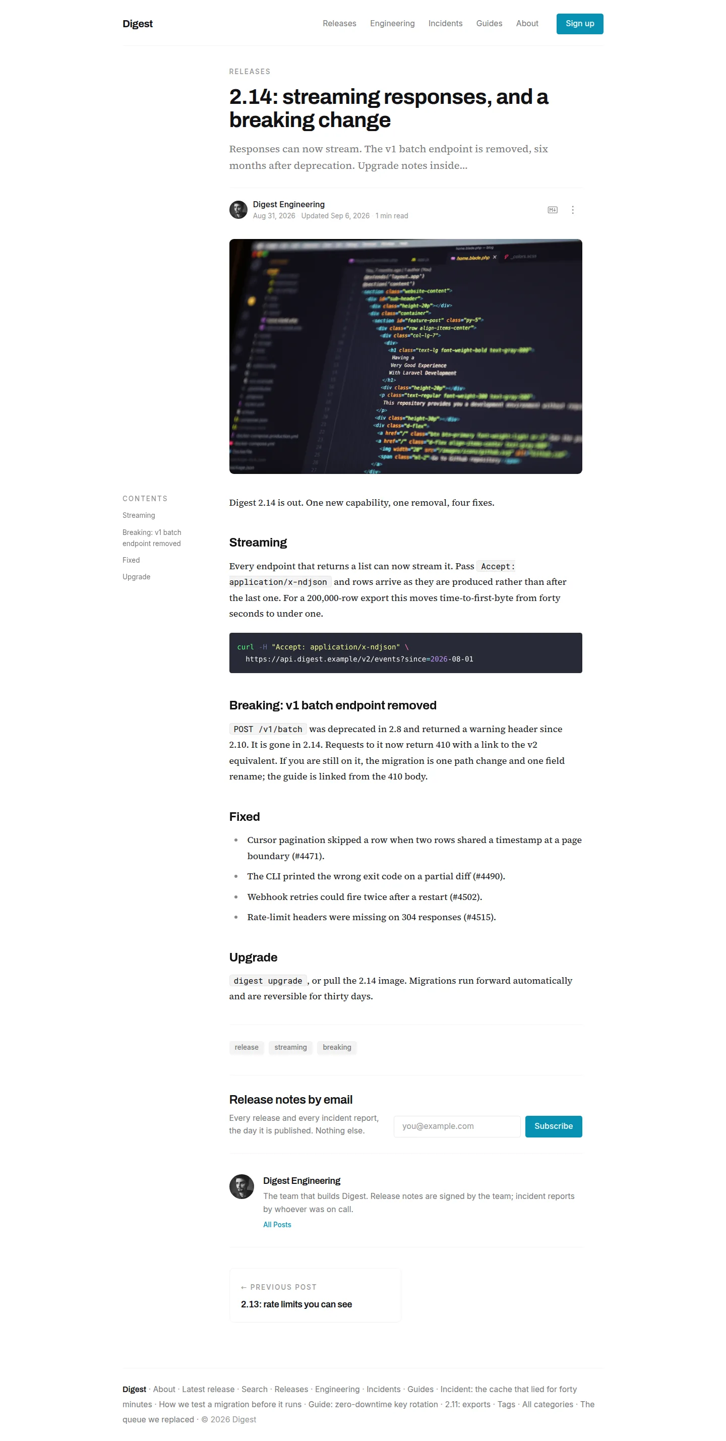 digest post page in light mode