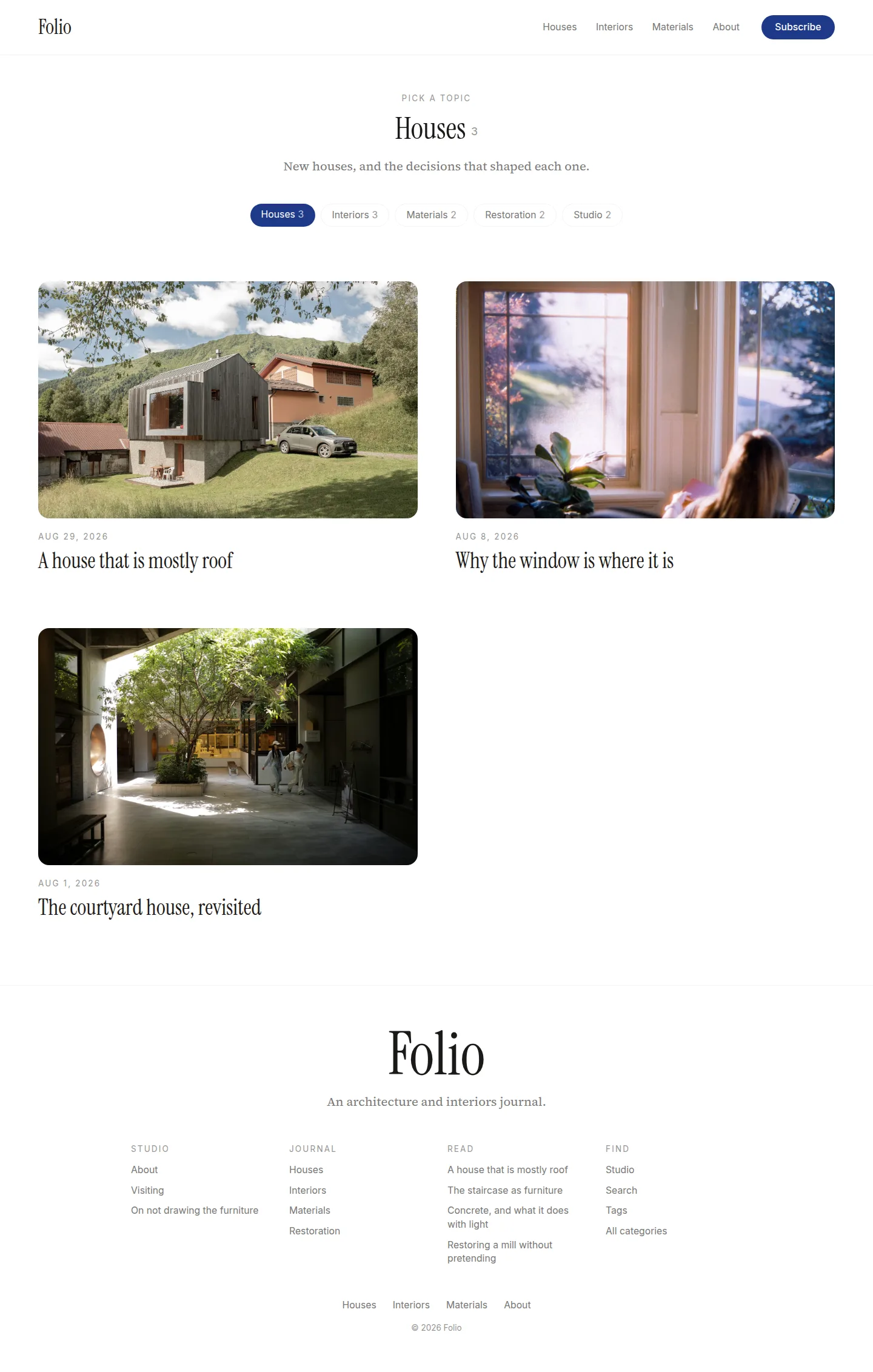 folio category page in light mode