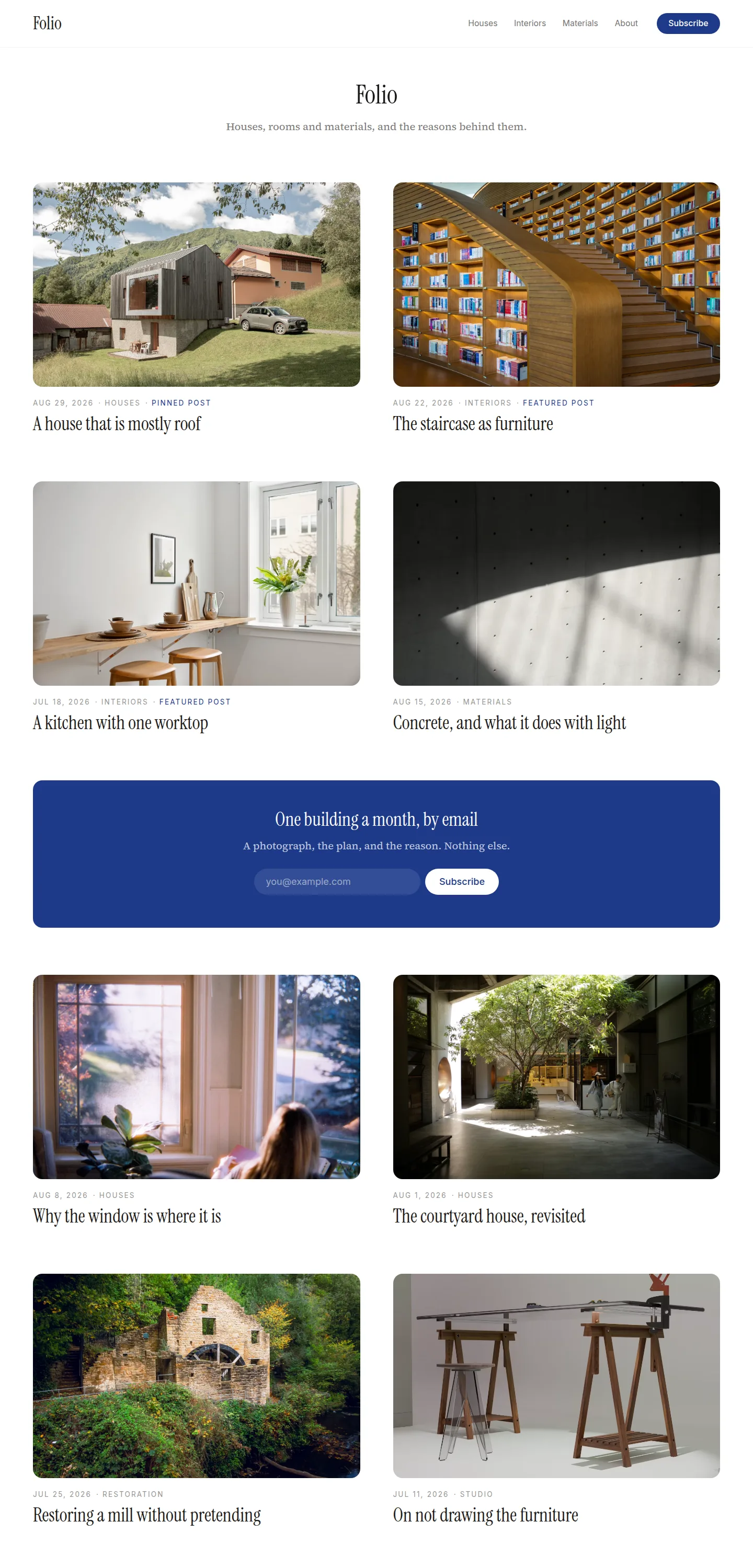 folio front page in light mode