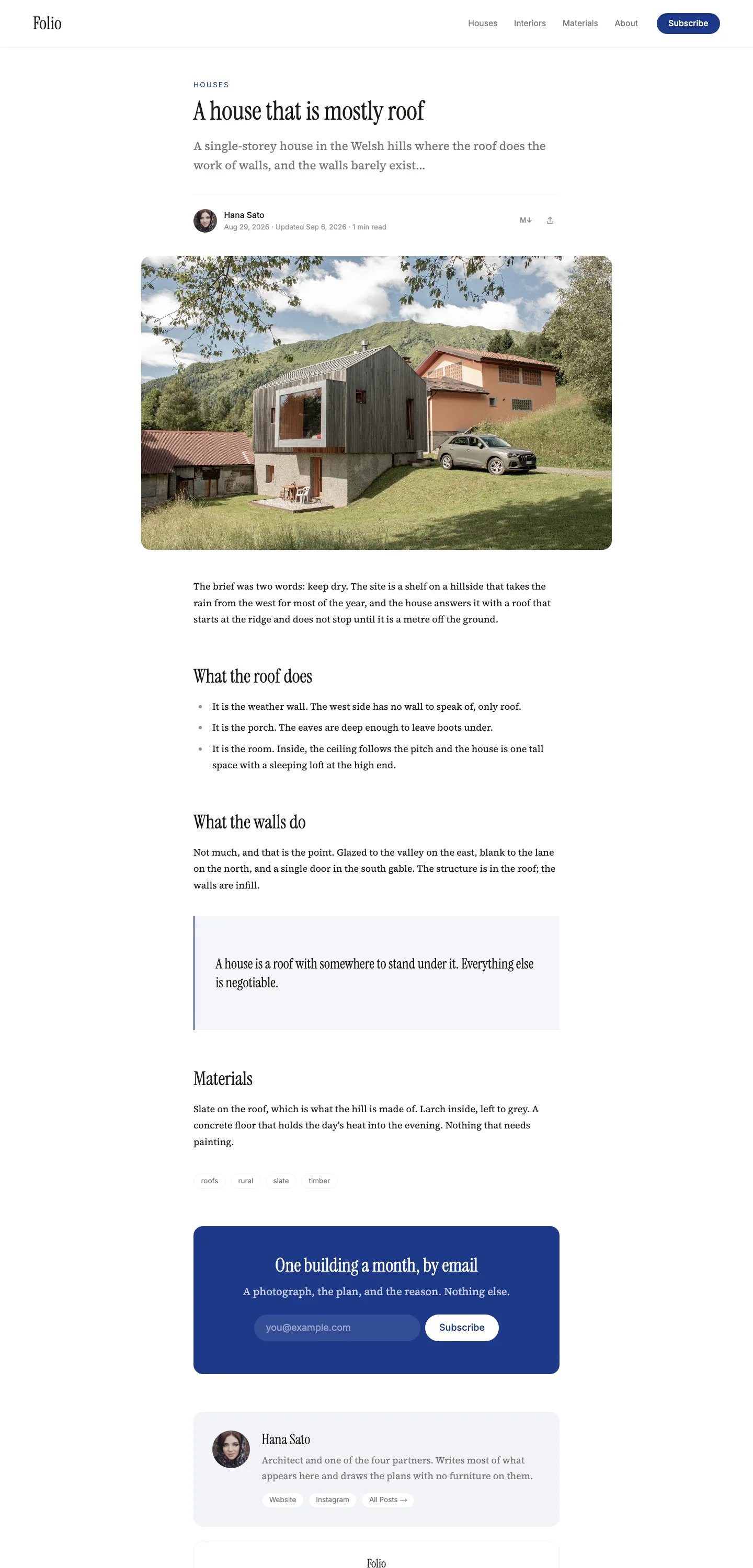 folio article in light mode