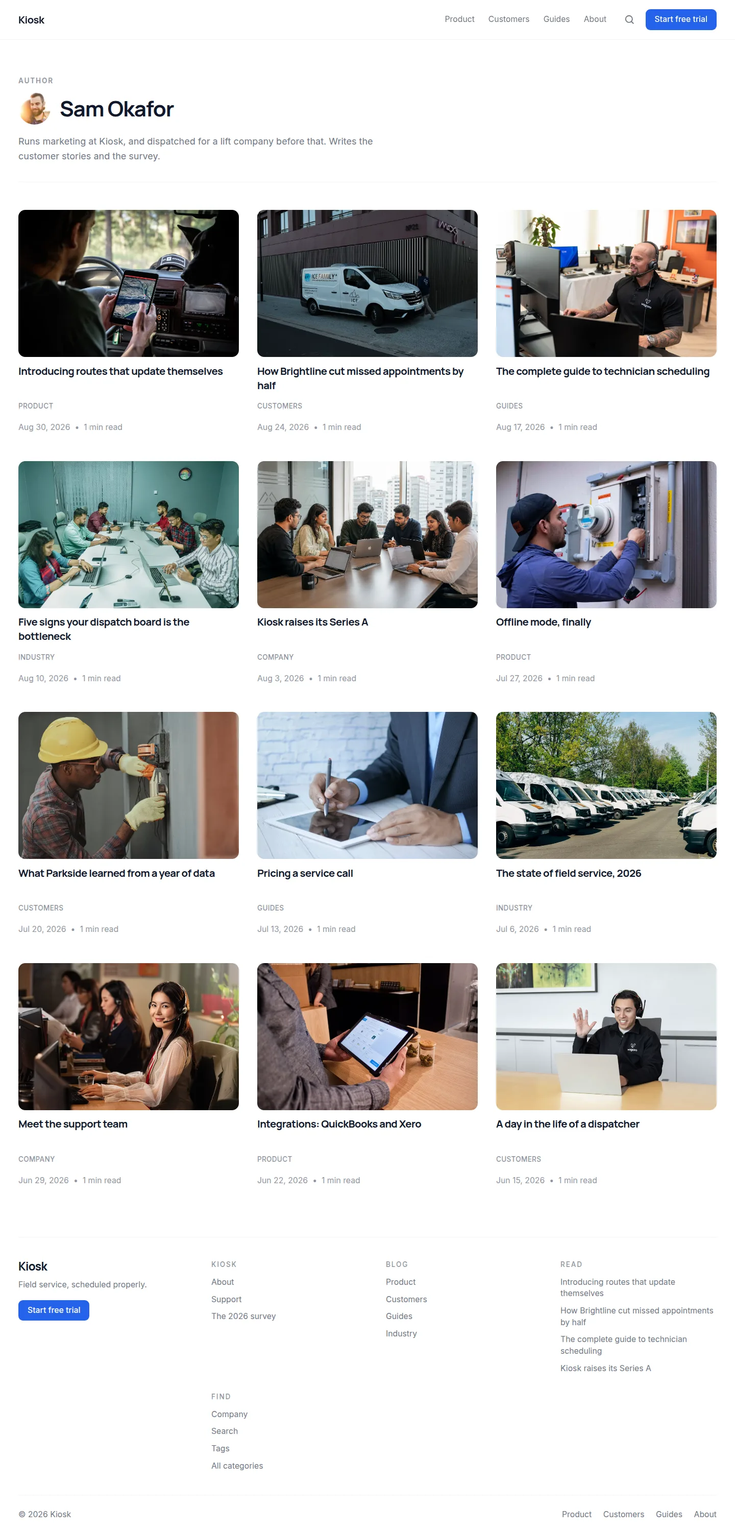 kiosk author page in light mode
