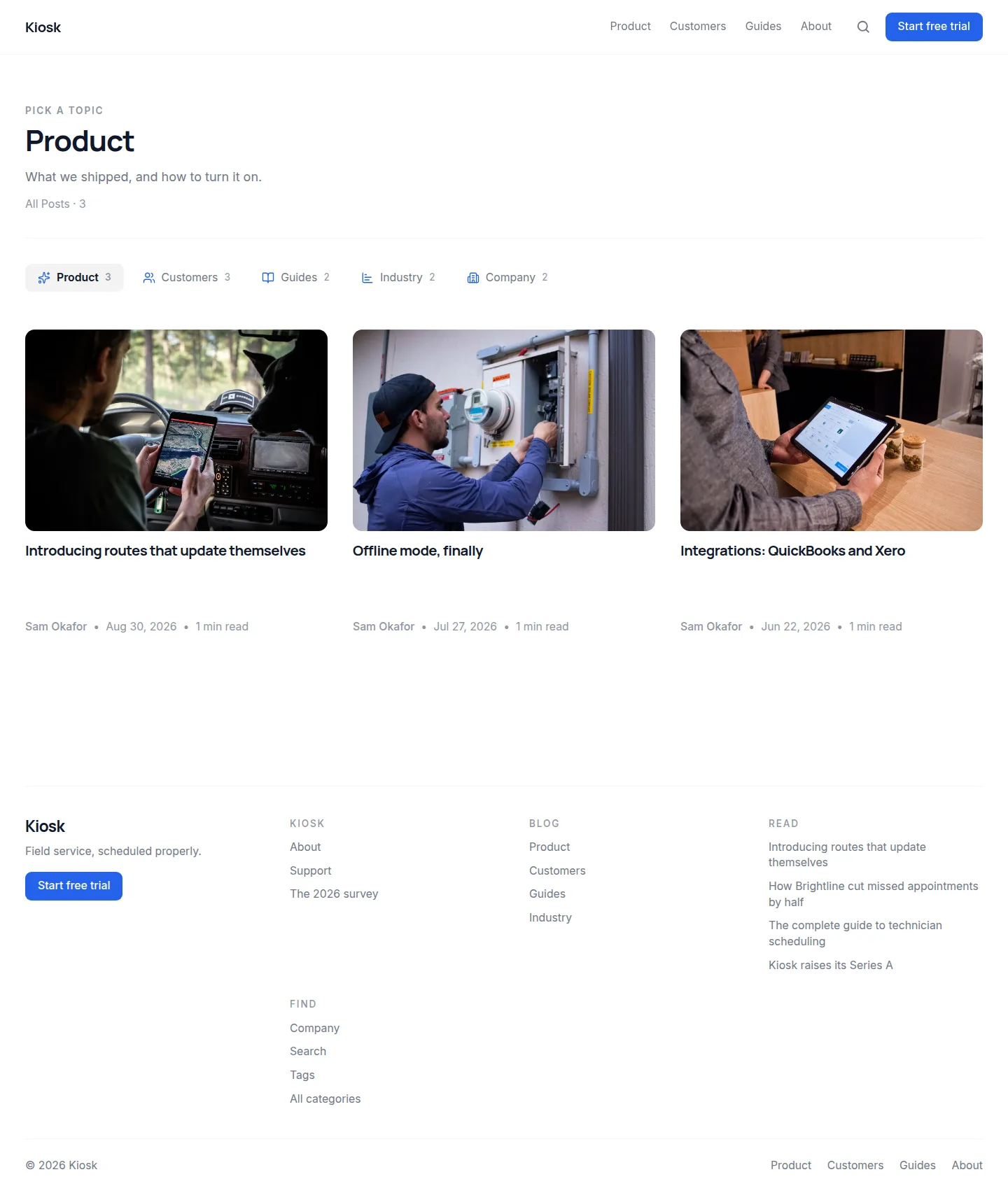 kiosk category page in light mode