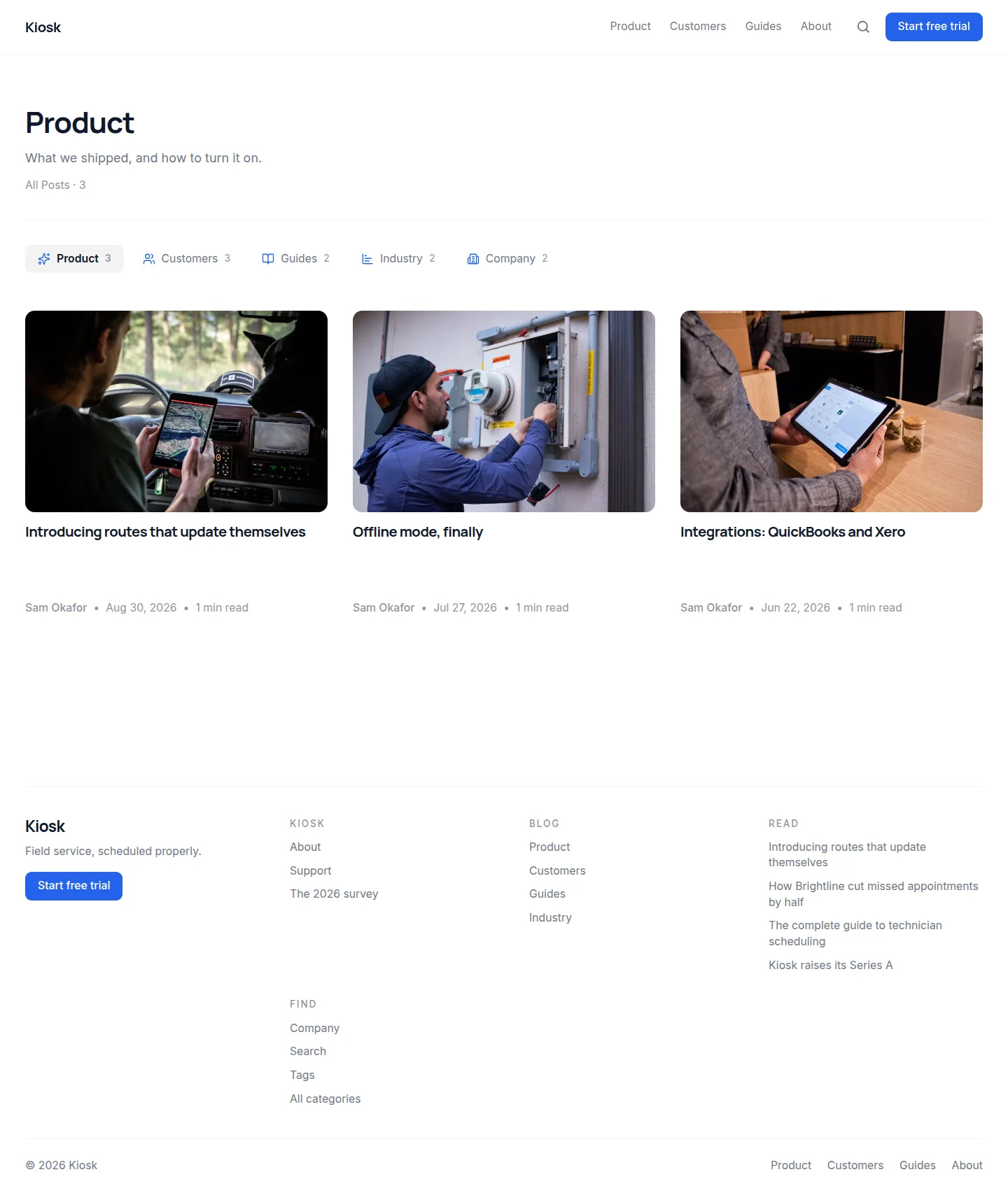 kiosk category page in light mode
