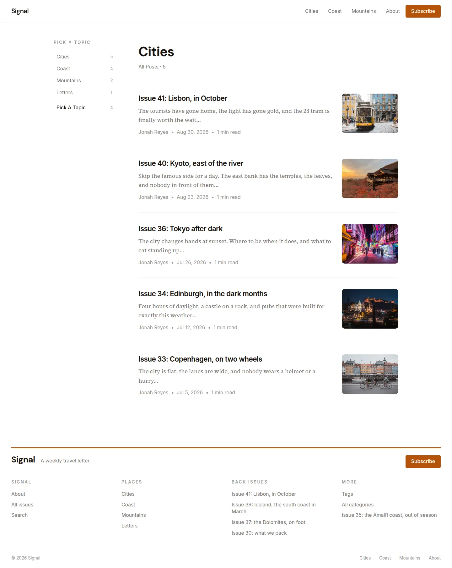 signal category page in light mode