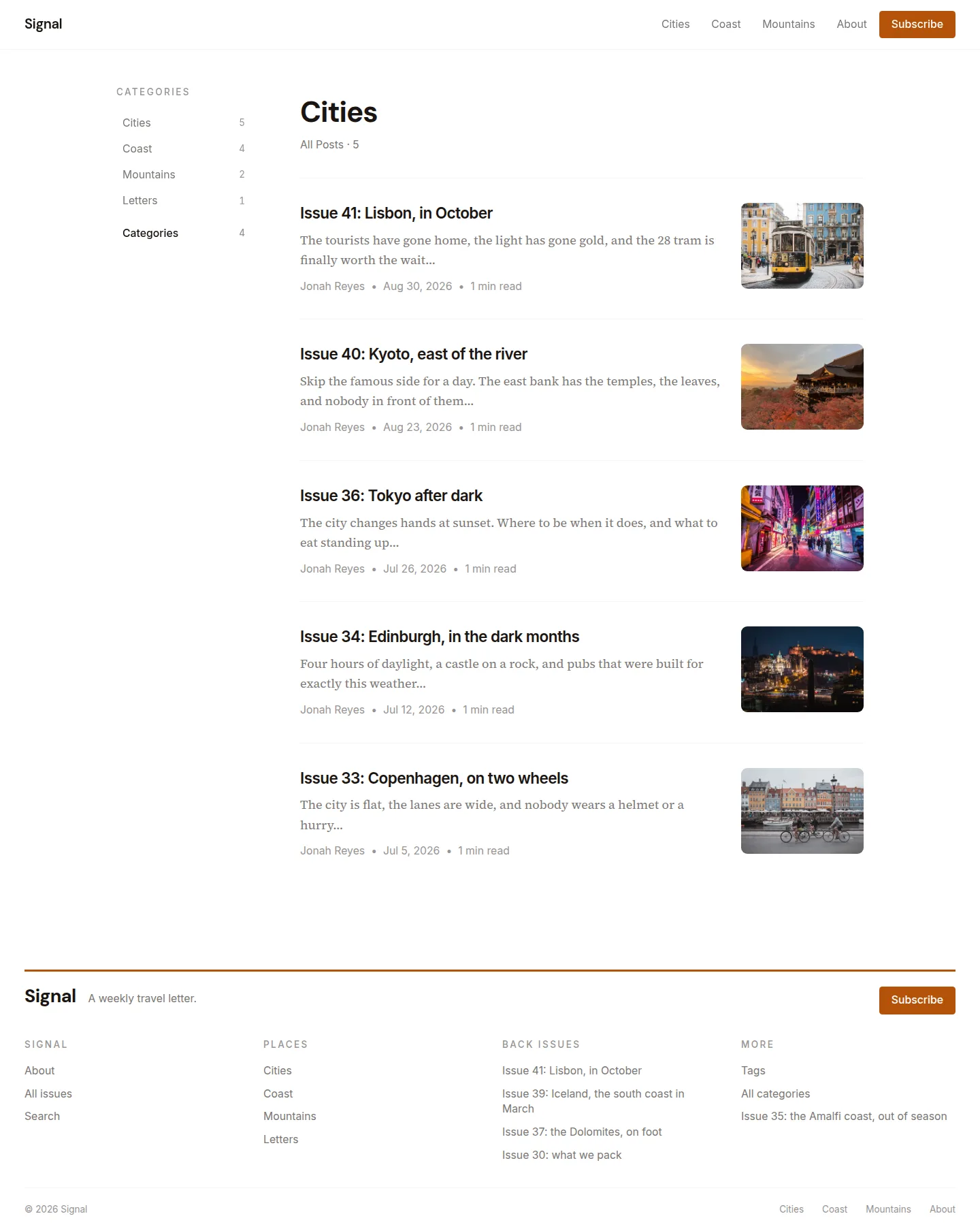 signal category page in light mode