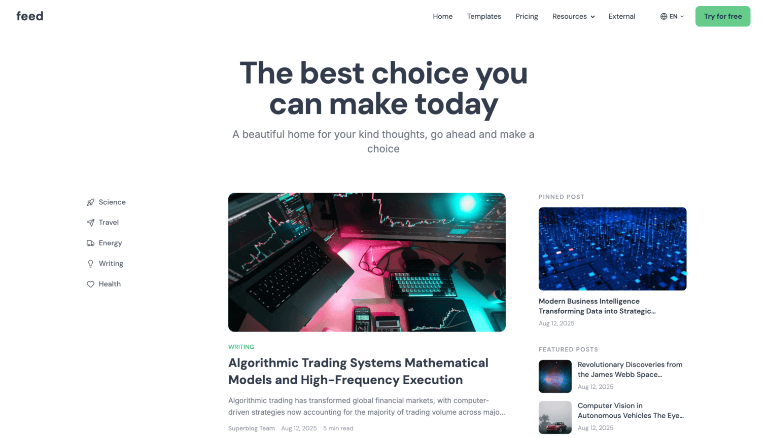 Superblog interface showing Blog UI